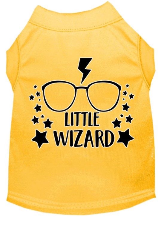 Little Wizard Screen Print Dog Shirt Yellow Med